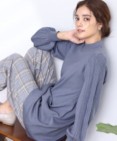 Tiaclasse 【洗える】袖ケーブルニットチュニック