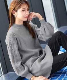 Tiaclasse 【洗える】袖ケーブルニットチュニック