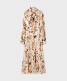 GRACE CONTINENTAL ロゴフラワ－プリントボウタイワンピース