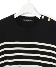 23区 L 【CLASSY.12月号掲載】セミウーステッドウール 肩ボタン ボーダー ニット