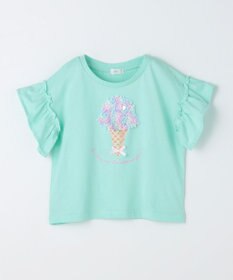 ANY KIDS 【綿100%】ひんやり フリル袖 もしゃもしゃTシャツ