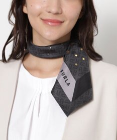 MOONBAT FURLA(フルラ)シルクツイル アーチロゴ スカーフ 65cm×65cm