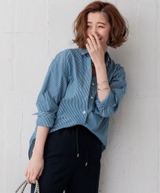 23区 S 【Oggi4月号掲載/洗える】CANCLINI ベーシック シャツ マリンブルーストライプ
