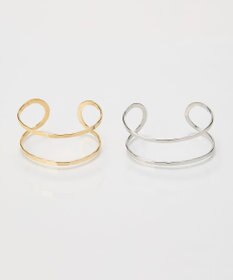 Phoebe 【金属アレルギー対応】2ラインテクスチャーワイドカフバングル　ゴールド/ニッケルフリー