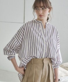 WEGO 着丈が選べる オーバーサイズ バンドカラー シャツ / ストライプ / 無地