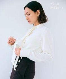 BEIGE， 【WEB限定・洗える】MIRABEAU / 2WAYストレッチボウタイブラウス