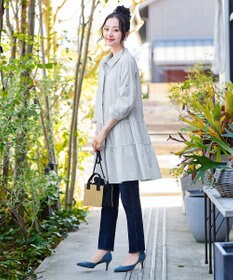 Tiaclasse L 【洗える】1枚で大人華やぐ2段ティアードシャツチュニック