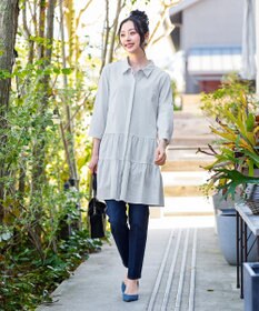 Tiaclasse L 【洗える】1枚で大人華やぐ2段ティアードシャツチュニック