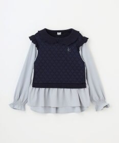 組曲 KIDS 【110-140㎝】フラワーキルトレイヤード トップス