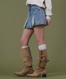 WEGO タックプリーツデニムミニスカパン