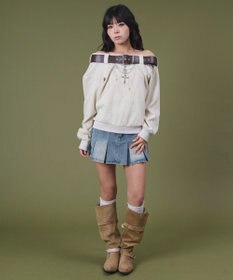 WEGO タックプリーツデニムミニスカパン