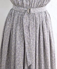 Tiaclasse 【洗える】花柄タックフレンチスリーブワンピース