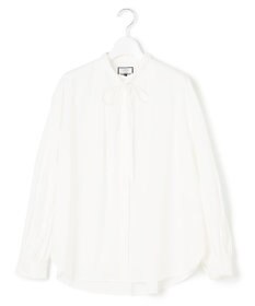 J.PRESS YORK STREET 【WOMEN】ワンウォッシュタイプライター リボンタイバンドカラー ブラウス