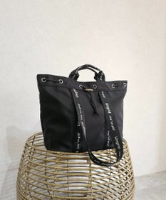 style code 【Ungrid/アングリッド】ナイロン ロゴテープ　牛革ハンドル　2WAY 巾着トートバッグ