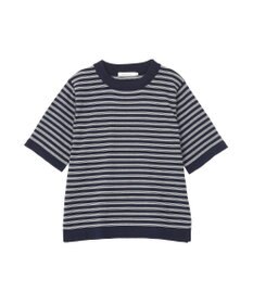 AMERICAN HOLIC ボーダーハーフスリーブニットプルオーバー