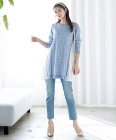 Tiaclasse L 【洗える】ツイード2段フレアチュニックブラウス