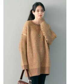 AMERICAN HOLIC バイカラー片畦ニットチュニック