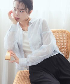 earth music&ecology メッシュストライプショートシャツ