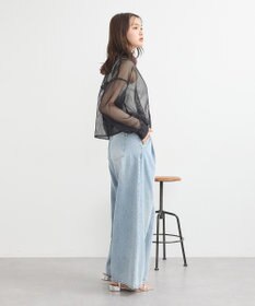 earth music&ecology メッシュストライプショートシャツ