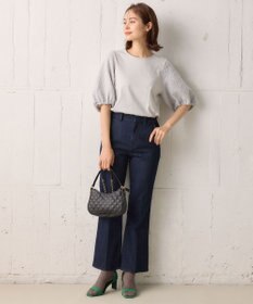 組曲 【洗える】レリーフスリーブジャージー カットソー