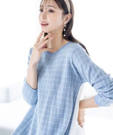 Tiaclasse 【洗える】ツイード2段フレアチュニックブラウス