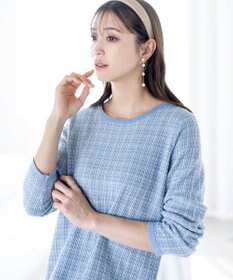 Tiaclasse 【洗える】ツイード2段フレアチュニックブラウス