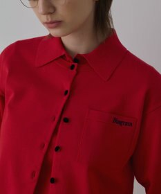 GRACE CONTINENTAL バイカラーロゴニットカーディガン