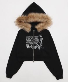 WEGO ファーフードショートZIPパーカー