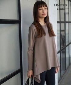 ICB L 【WEB限定・洗える】ヴィスコースストレッチポンチ イレギュラーヘムプルオーバー