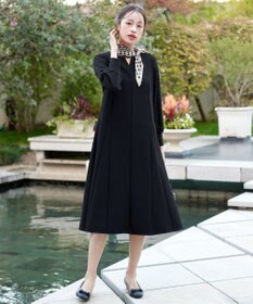 Tiaclasse L 【ストレッチジョーゼット】 シフォン袖ワンピース