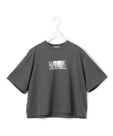 ICB 【接触冷感・UVケア・洗える】クロップド ロゴTEE チャコール系