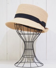 石田製帽 【サイズ調整可】ラフィアブレード　角クロッシェ　ハイバックハット
