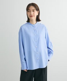 Green Parks バンドカラーストライプシャツ