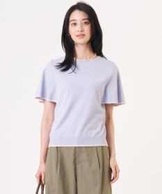 J.PRESS LADIES 【シーンレスに活躍】COOL MINT COTTON POLYESTER フレアスリーブ ニット プルオーバー サックス系