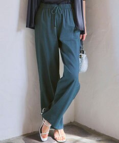 23区 【洗える】リネンレーヨンストレッチ ドロスト ワイド パンツ