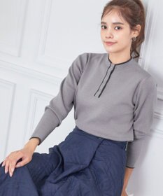 Tiaclasse 【洗える】配色ボタンニットトップス