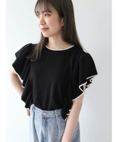 Green Parks 配色フリルニットプルオーバー