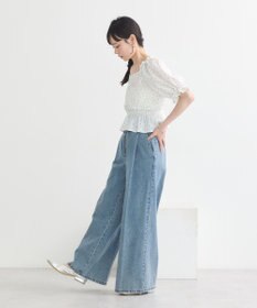 earth music&ecology フラワー刺繍フリルヘムブラウス