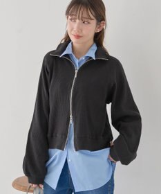 earth music&ecology 【予約】【綿100％】ダブルジップワッフルカーディガン