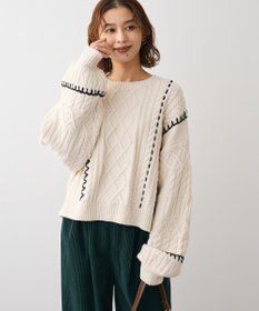 Green Parks ・ＥＬＥＮＣＡＲＥ　ＤＵＥ　ハンドステッチケーブルニッ