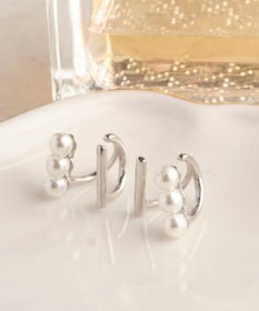 Phoebe 〈シリーズ累計販売15000点突破！〉ダブルデコレイトカフイヤリング　シルバー