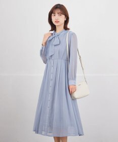 Tiaclasse L 【2WAY取り外しリボン付き】リボンタイラメシフォンワンピース