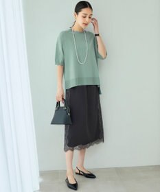 自由区 【接触冷感・UVカット・WEB限定カラーあり】クレープストレッチプルオーバー ニット