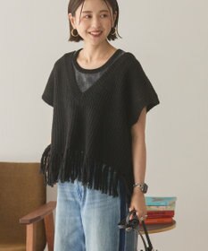 AMERICAN HOLIC 裾フリンジニットショートベスト