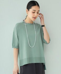 自由区 【接触冷感・UVカット・WEB限定カラーあり】クレープストレッチプルオーバー ニット