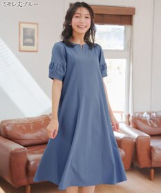 Tiaclasse 【選べる着丈・新色追加】ギャザーランタンスリーブワンピース