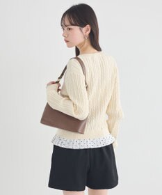 earth music&ecology 【予約】プリーツレイヤーケーブルニットカーディガン