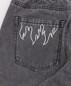 WEGO 刺繍ロゴバレルレッグパンツ