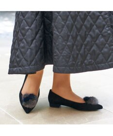 MODE ET JACOMO <MODE ET JACOMO>ファー付ポインテッドトゥフラットパンプス