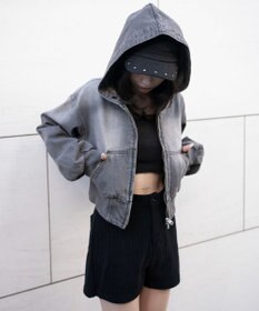 WEGO デニムショートフードブルゾン